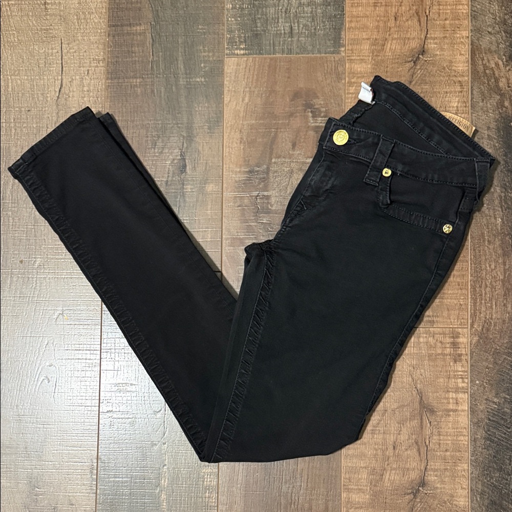 True Religion‎ Jet Black Skinny Jeans with Gold Accents
